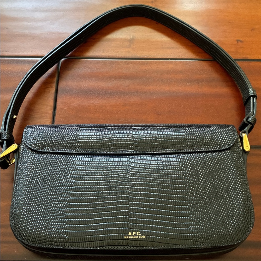 A.P.C. Black Grace Baguette Bag - Lizard Embossed - Picture 8 of 14